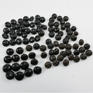 Vintage Woven Leather Look Shank Buttons Lot Black Brown Blazer Coat 90+pc
